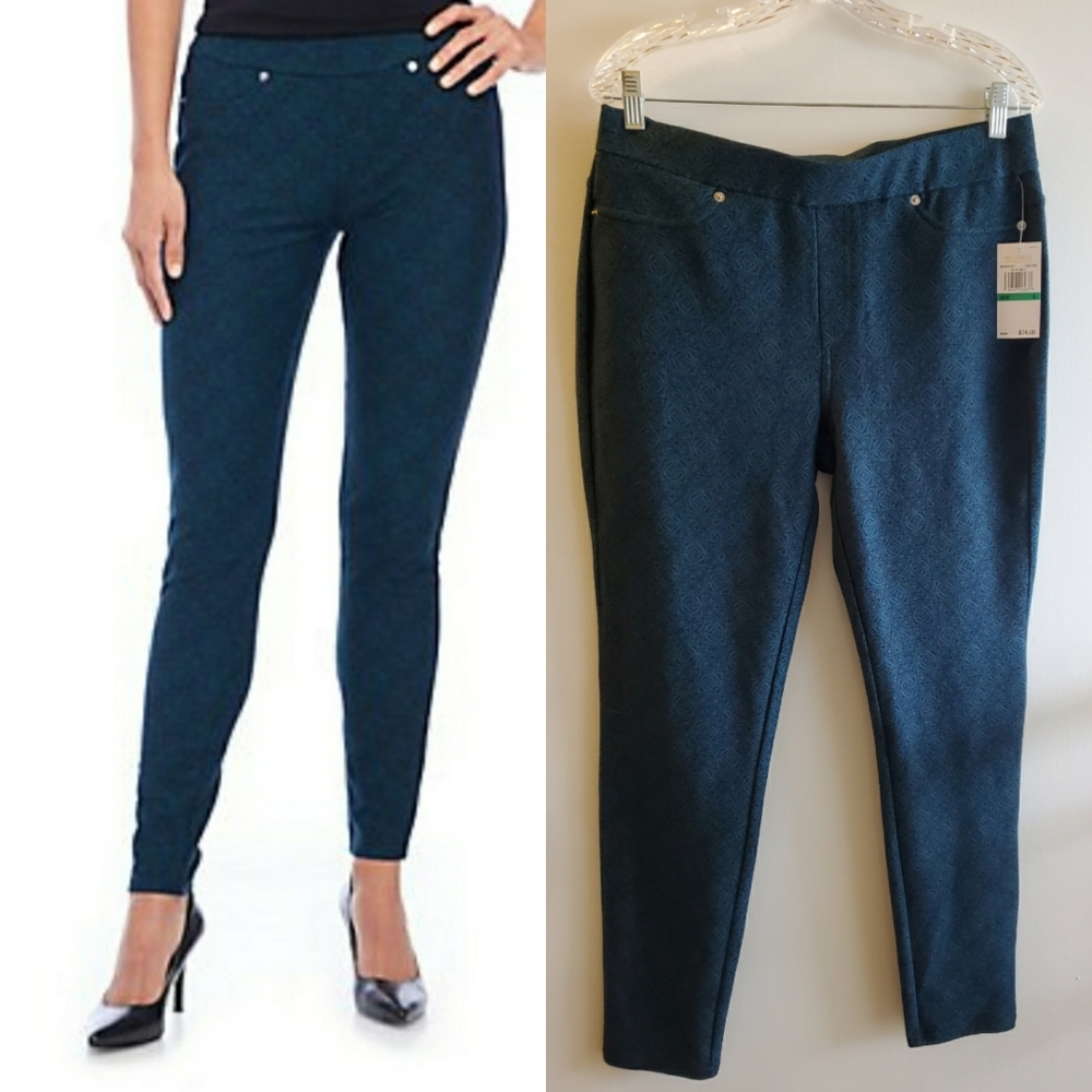 Michael Kors Pull Up Leggings Teal Medallion Pants